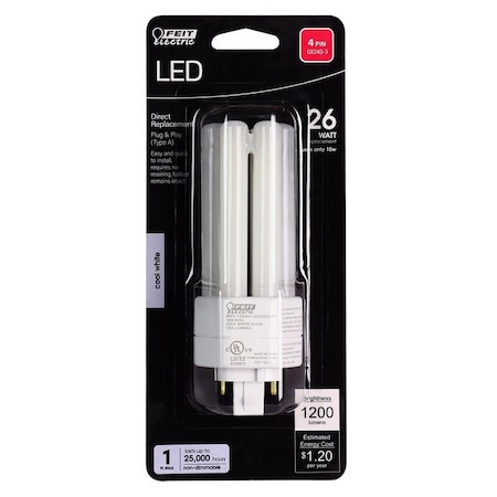 Feit Electric Feit PL GX24Q-3 4-Pin LED Bulb Cool White 26 Watt Equivalence 1 pk BPPLT26E841LED